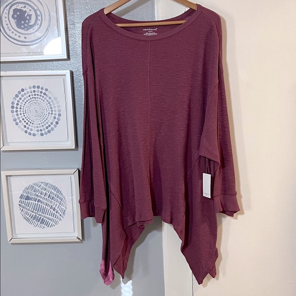Westbound Women’s Plus Size 2X Sharkbite Hem Amaranth Tunic Top NWT